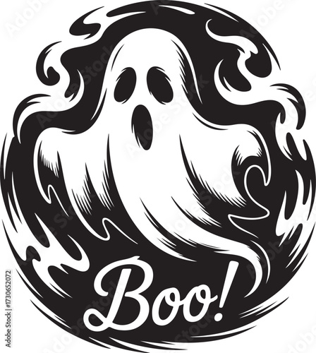 Halloween ghost floating silhouette vector