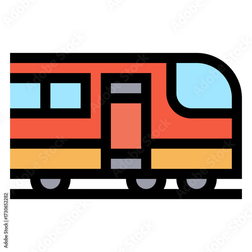 Icono de tren. Medio de transporte ferroviario utilizado para traslado de pasajeros y carga en largas distancias. Ilustración vectorial