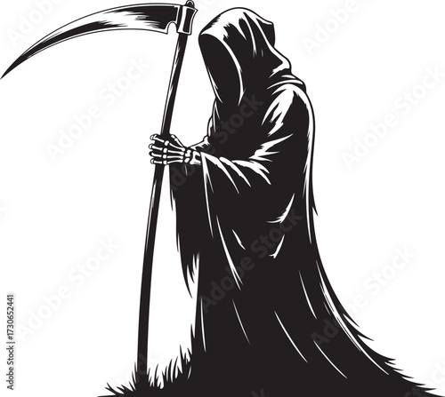 Halloween grim reaper silhouette vector