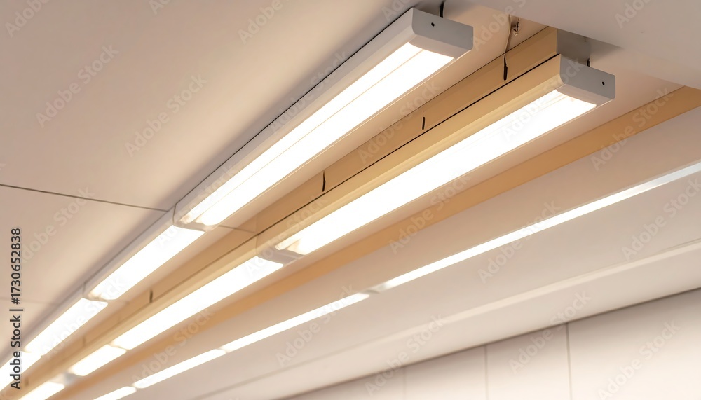 Obraz premium Modern LED strip lights mounted on a ceiling