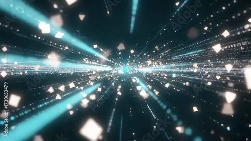 Exploding Light Particles and Streaks in a Deep Space Abstract Zoom Keywords: abstract, background