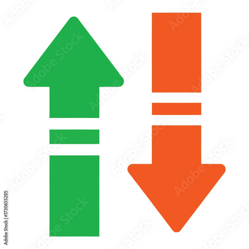 Vector art of green up arrow and orange down arrow