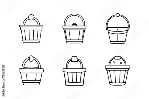 sauna bucket icon line art vector illustration