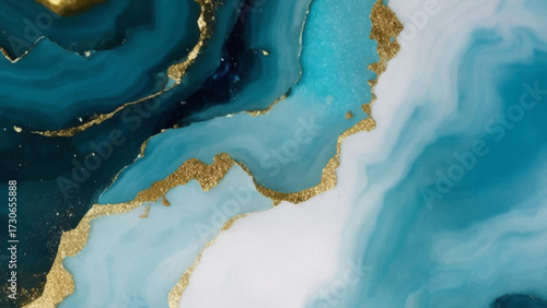 Indigo ocean blue marbling with natural luxury style swirls of marble and gold powder geode pattern. Abstract luxurious blue marble texture with gold splashes and splatter effect. Luxury marble vector