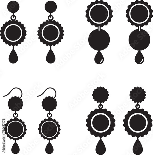 Collection of ornate dangle earring silhouettes for jewelry design