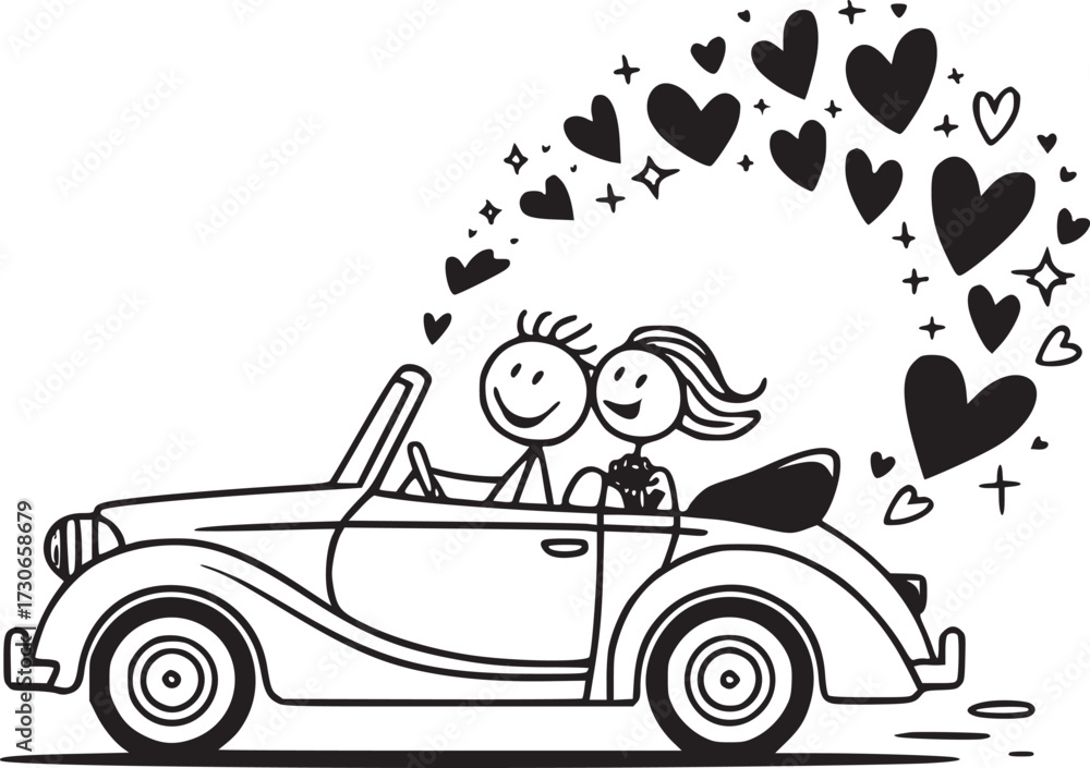 Sunset Lovers Romantic Journey Heart Balloons Vector Graphics