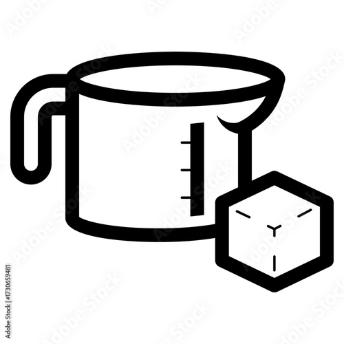 measuring cup with sugar cube icon