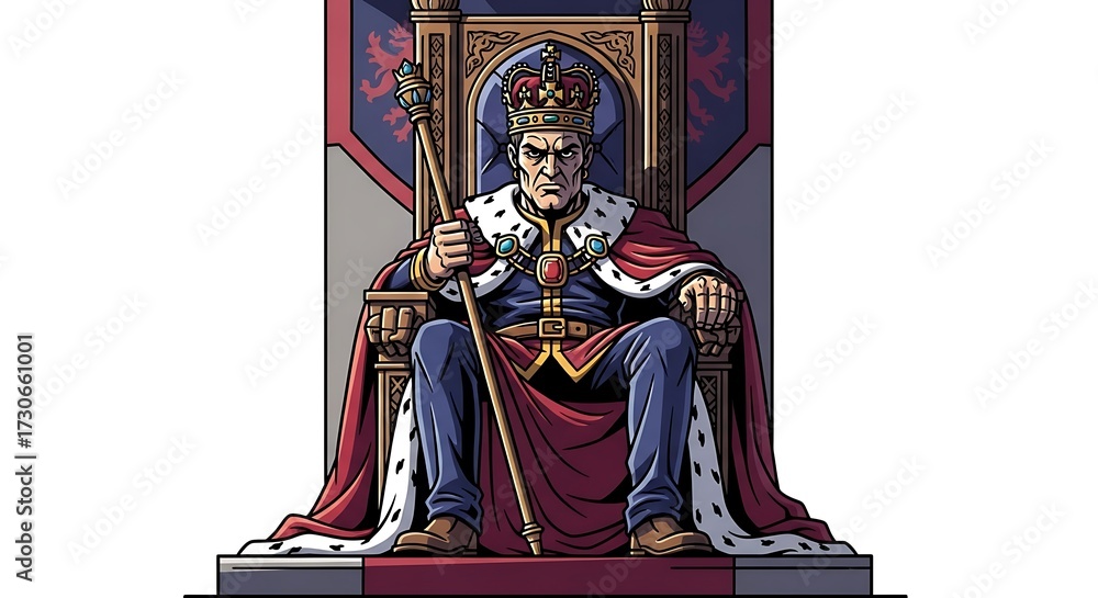 Fototapeta premium King on Throne Illustration.