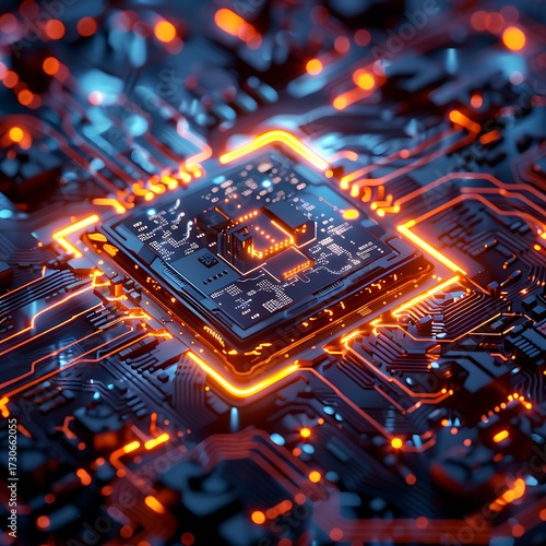 Glowing Circuit Board.