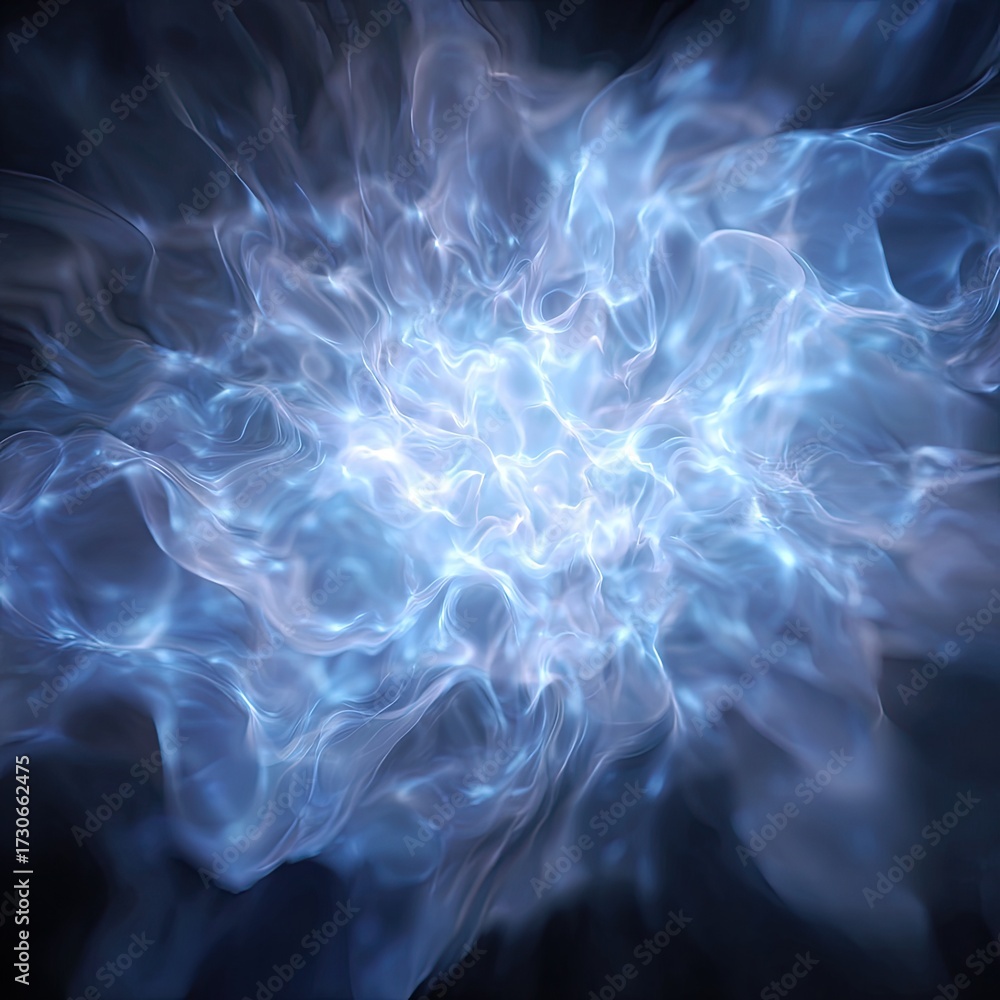 Obraz premium Abstract swirling, luminous, blue-gray forms against a dark background. Fluid, ethereal, and energetic