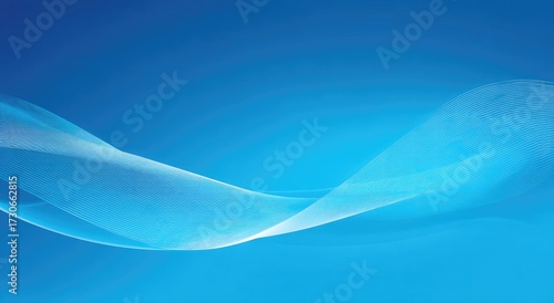 Abstract design featuring flowing, translucent white lines on a vibrant blue background.