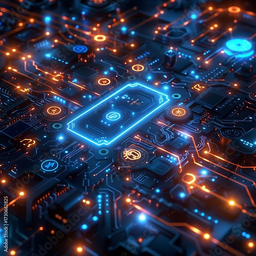 Glowing Circuit Board.