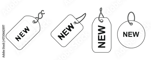 Set of new arrival tag icon set.