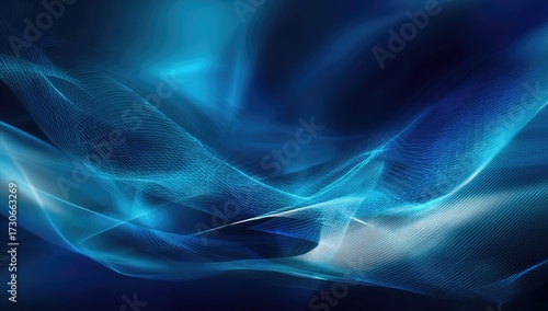 Intricate blue and white abstract design with flowing, wave-like lines and subtle highlights.