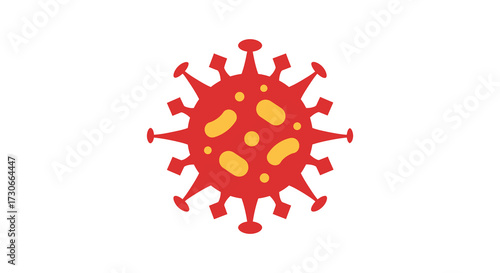 Red virus cell illustration with spiked details unique artistic silhouette