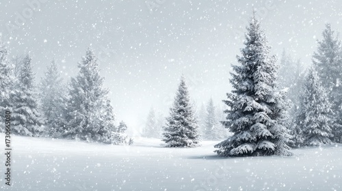 Wallpaper Mural winter wonderland landscape snow scene christmas trees snowfall background illustration art design Torontodigital.ca
