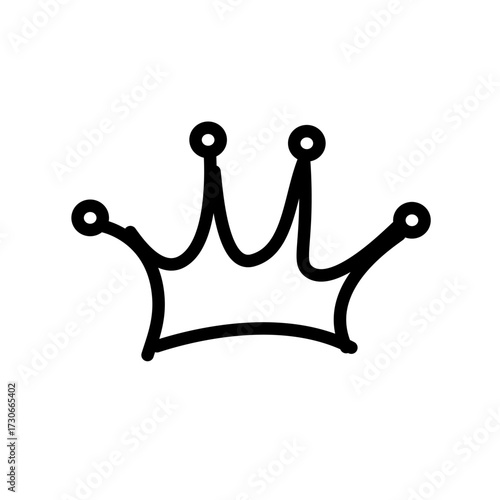 Hand-drawn doodle crown, royal symbol of power, authority, and victory.