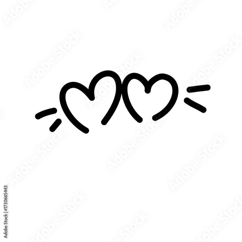 Cute doodle of two connected hearts, symbol of love, relationship, and romance.
