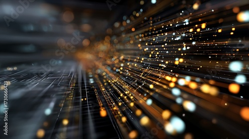 Abstract Art of Colorful Lights and Lines Representing Speed and Movement in Digital Space