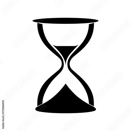 Silhouette inverted hourglass upside down symbol abstract time concept vector design with white background  