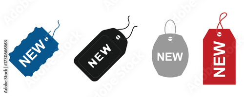 Set of new arrival tag icon set.