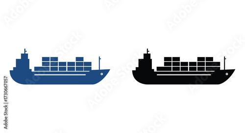 Cargo ship design variations in blue and black a striking silhouette