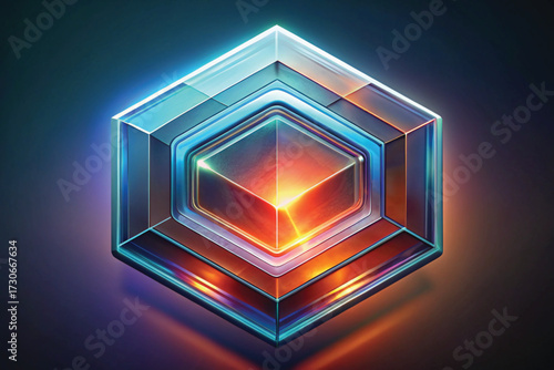 Hexagonal Geometric Object With Internal Glow crystal