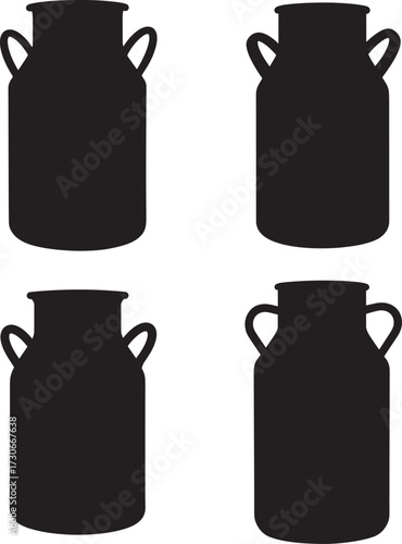 Four vintage milk can silhouettes