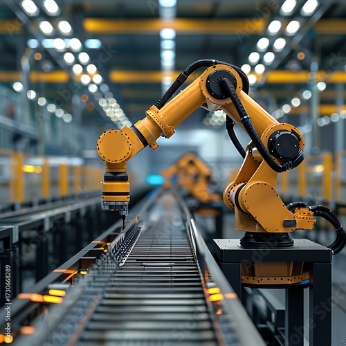 Robotic arm in factory.