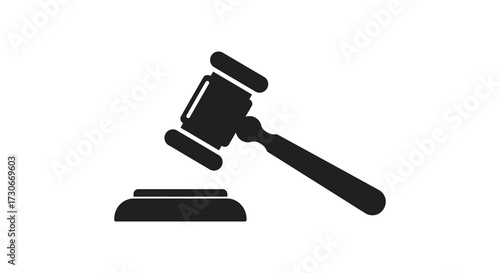 A black gavel and sounding block a symbol of law silhouette