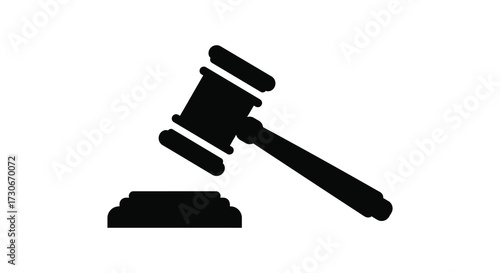 Black gavel and sounding block illustration a symbol of justice silhouette