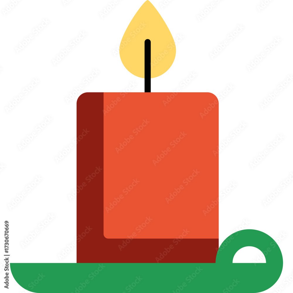 Naklejka premium Christmas Candle Flat Vector Icon