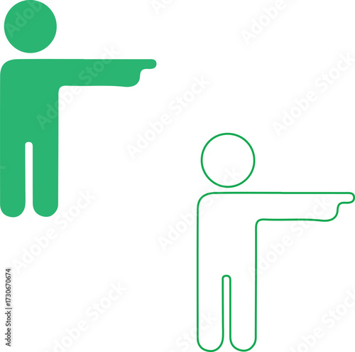 Two Abstract Figures Pointing Right Symbolizing Direction Guidance and Foresight with Variations in Color