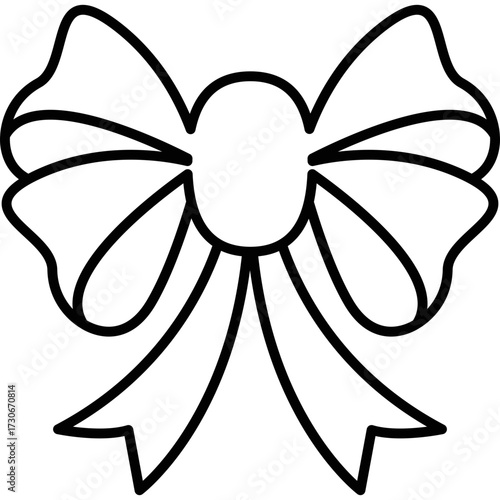 Flat Christmas Bow Icon for Holiday Designs