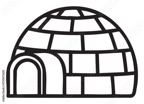 Simple black and white igloo drawing - stock vector