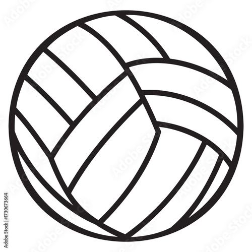 Detailed black and white volleyball icon with geometric pattern - stock vector