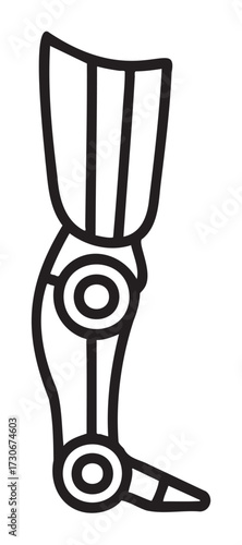 Futuristic robotic prosthetic leg design featuring joint articulation - stock vector