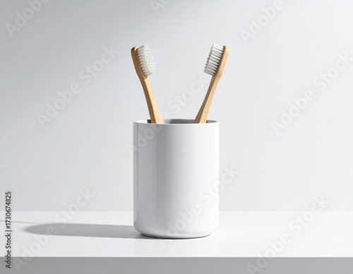 Toothbrush holder mockup isolated on white background, copy space