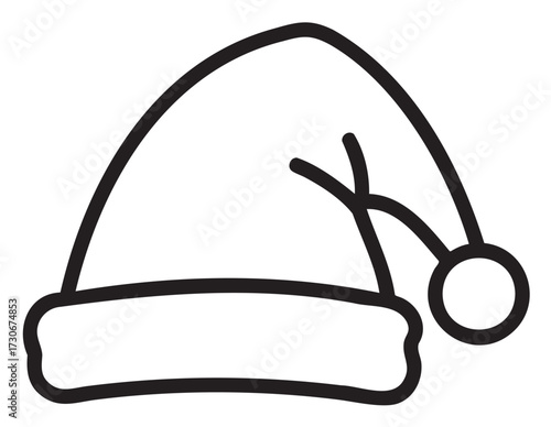 Outline of festive santa hat with pom pom for holiday celebrations - stock vector