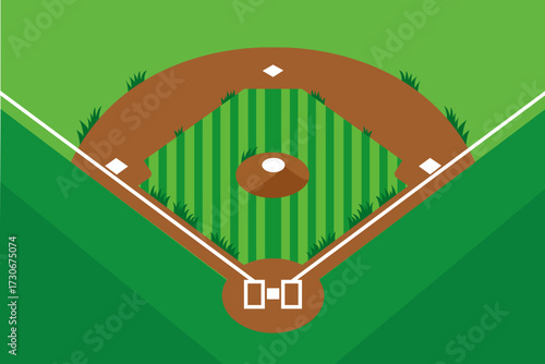 Overhead view of a baseball field, showing the diamond layout and grass.