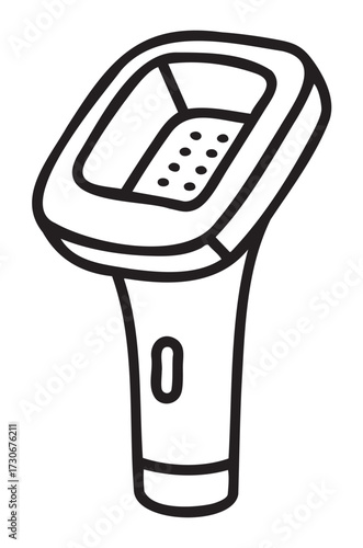 Handheld garment steamer line art illustration for laundry and clothing - stock vector