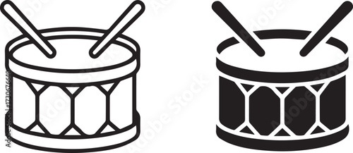 Vector art of two drum icons, one outline and one filled