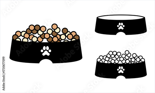 Pet food bowl filled with kibble