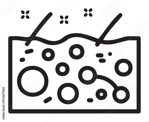 Diagram of human skin with hair follicles and pores in simplistic style - stock vector