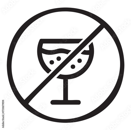 Prohibition icon of glass with liquid inside a no-sign circle - stock vector