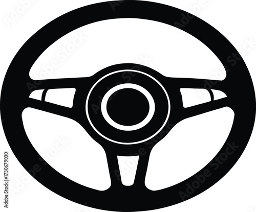 Steering Wheel Silhouette, Car Steering Wheel Vector, Black Steering Wheel Silhouette, Minimalist Steering Wheel Vector