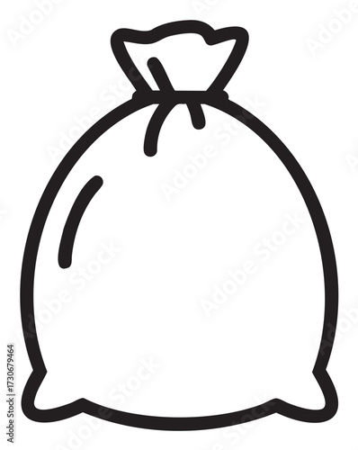 Outline of a full trash bag: simple black and white icon design - stock vector