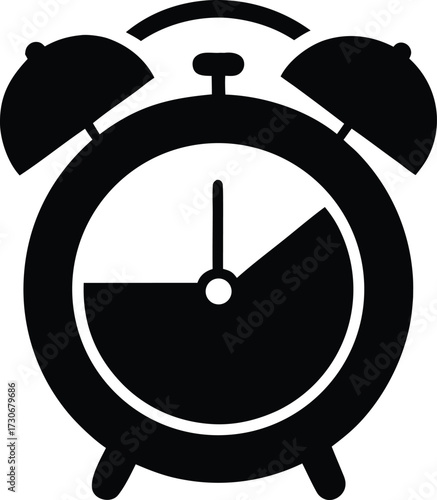 Alarm Clock Silhouette, Black Alarm Clock Silhouette, Minimalist Clock Silhouette - Time, Deadline, and Schedule Symbol for Web and Print