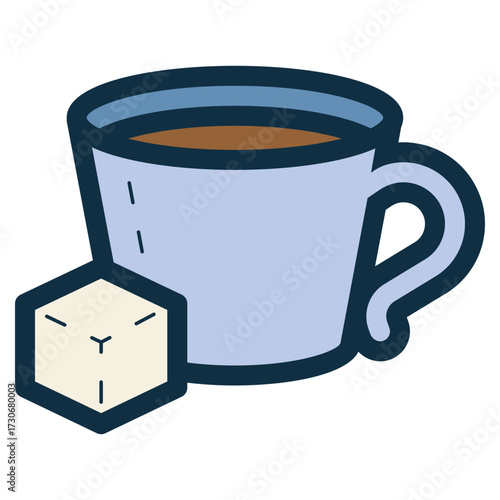 coffee cup drink with sugar cube icon
