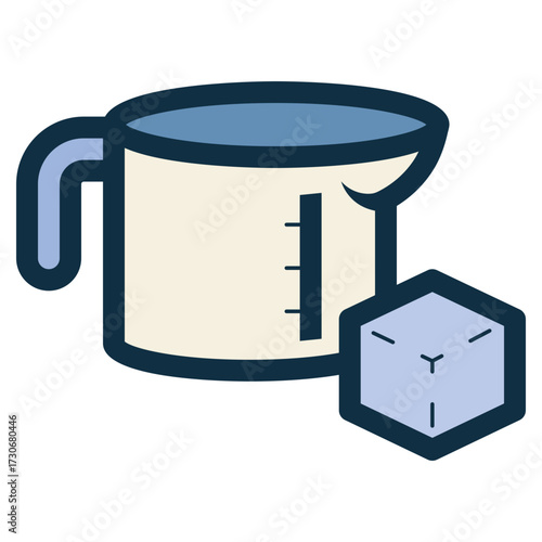 measuring cup with sugar cube icon